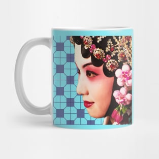 Chinese Opera Star with Blue Tile Floor Pattern- Hong Kong Retro Mug